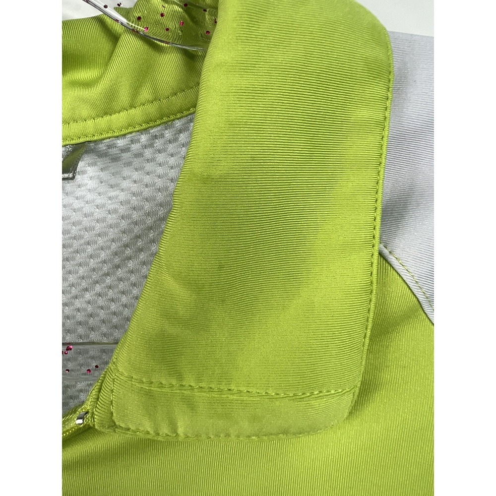 NVO Golf Shirt Women's Size M Green Raglan Short Sleeves 1/4 Zipper Logo - Picture 5 of 11